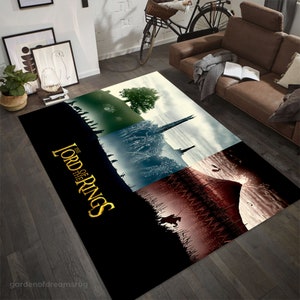 Lord Of Rings Rug, Legend Rug, Movie Rug, Gift Rug, Kids Room Rug, Movie Room Decor, Non-Slip Rug, Area Rug, Customizable Rug, Fan Rug