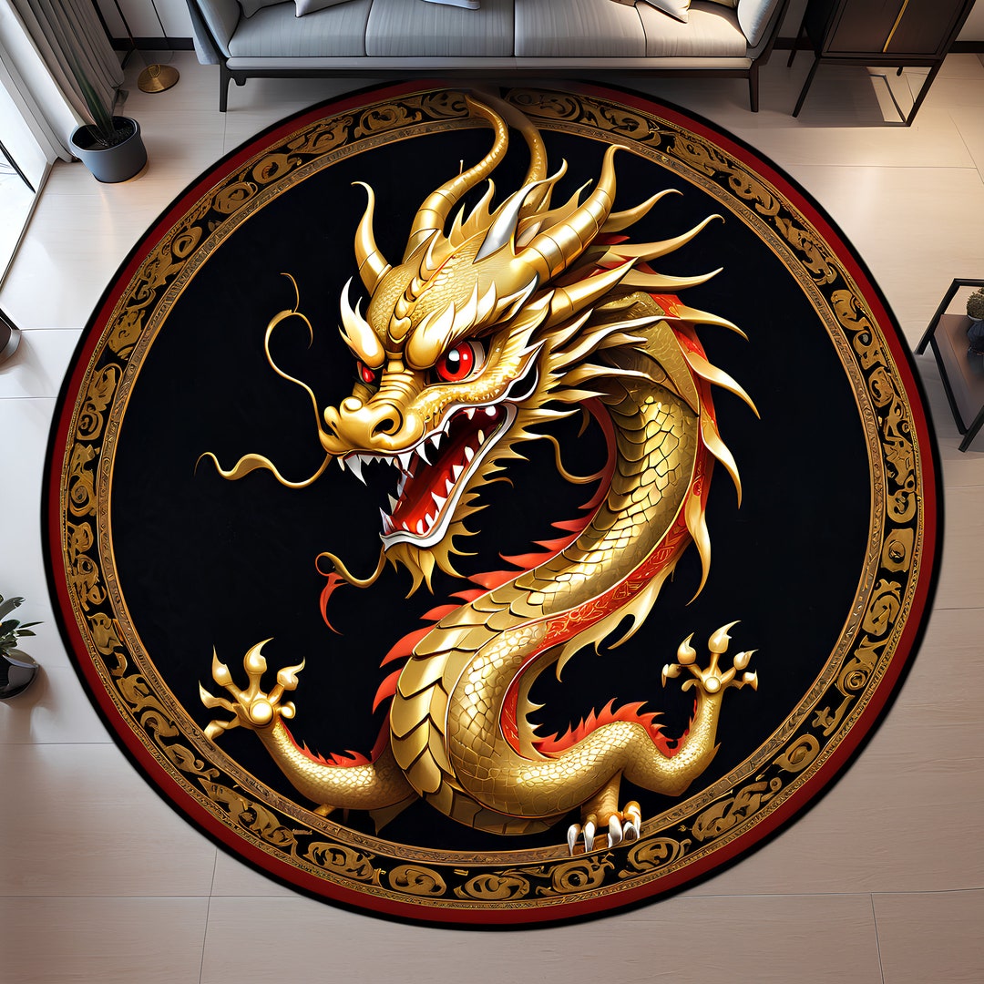 Dragon Rug, Fantastic Rug, 3D Round Rug, Round Rug, Non-slip Rug, Gift ...