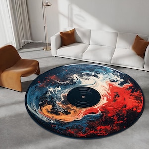 Record Rug, Music Rug, Music Decor, Round Rug, Music Room Rug, Gift Rug, Record Art Rug, Non-Slip Rug, Rugs For Living Room, Washable Rug