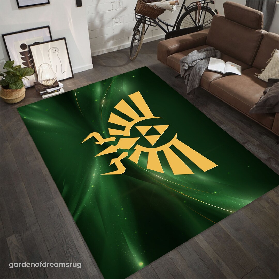 Zelda, Legend of Zelda Rug, Gaming Rug, Gaming Room Rug, Gift for Him, Nonslip Rug, Zelda Logo