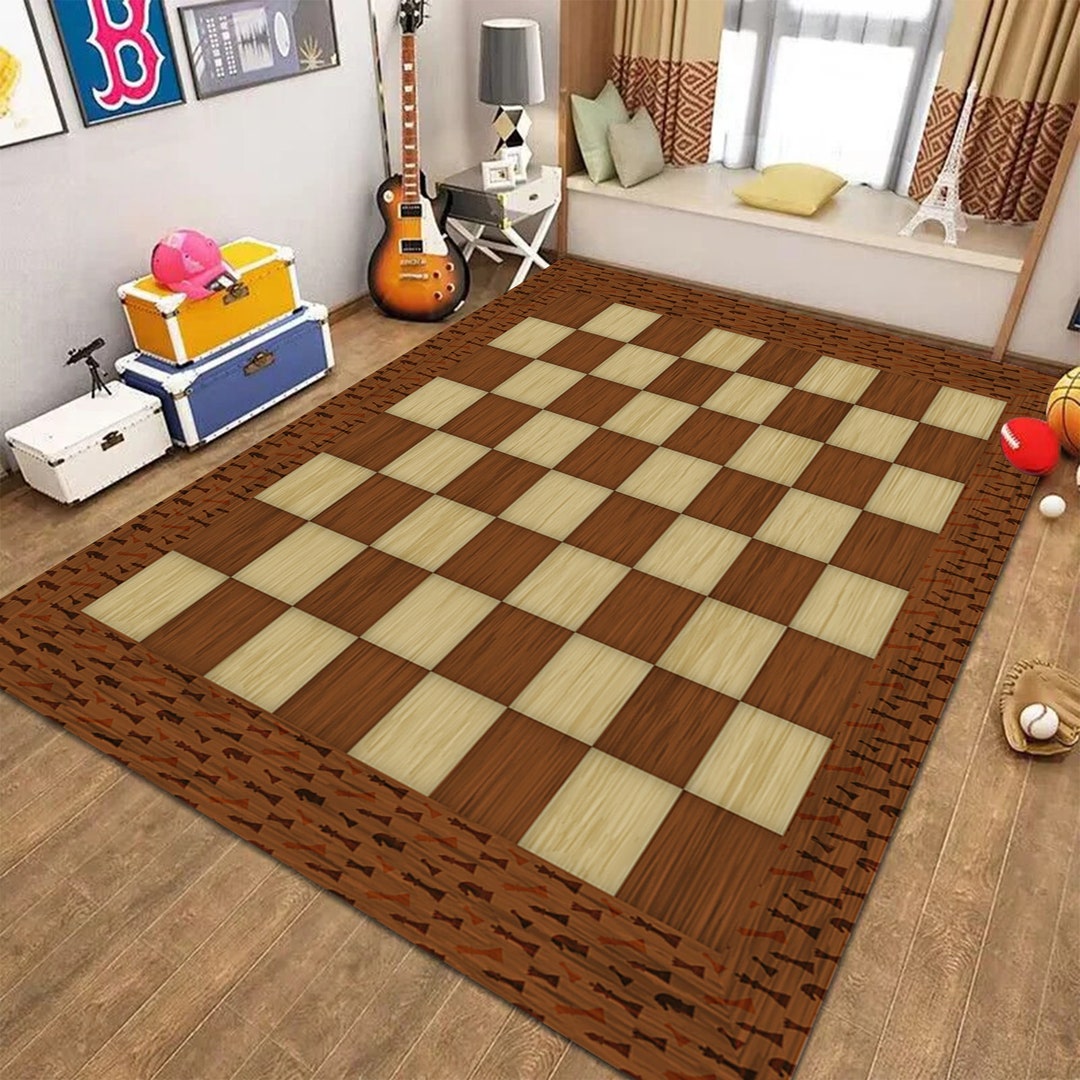 Chess Rug: Non-slip Polyester Game Room Carpet - Etsy
