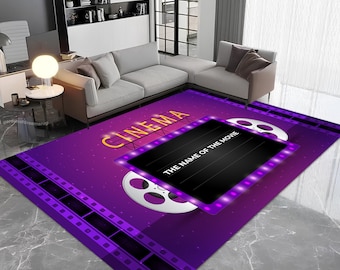 Movie Room Rug: Customizable Cinema Decor, Non-Slip Polyester Area Rug