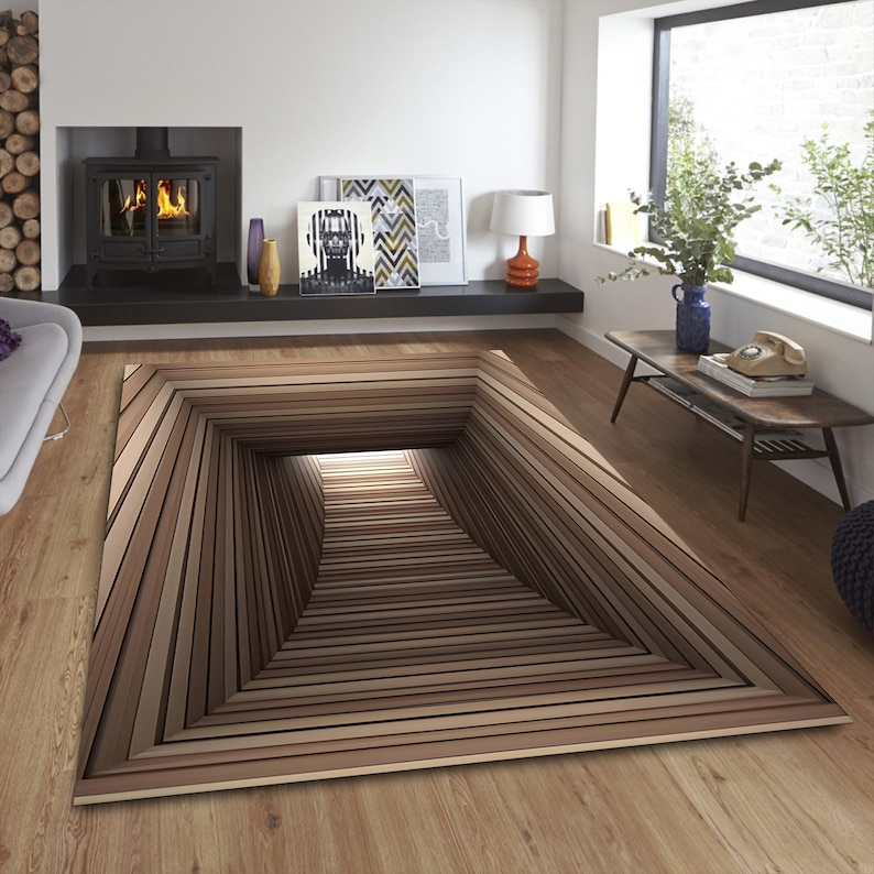 3d Pattern Rugs 3D Vortex Illusion Rug: Modern Polyester Home Decor - Etsy