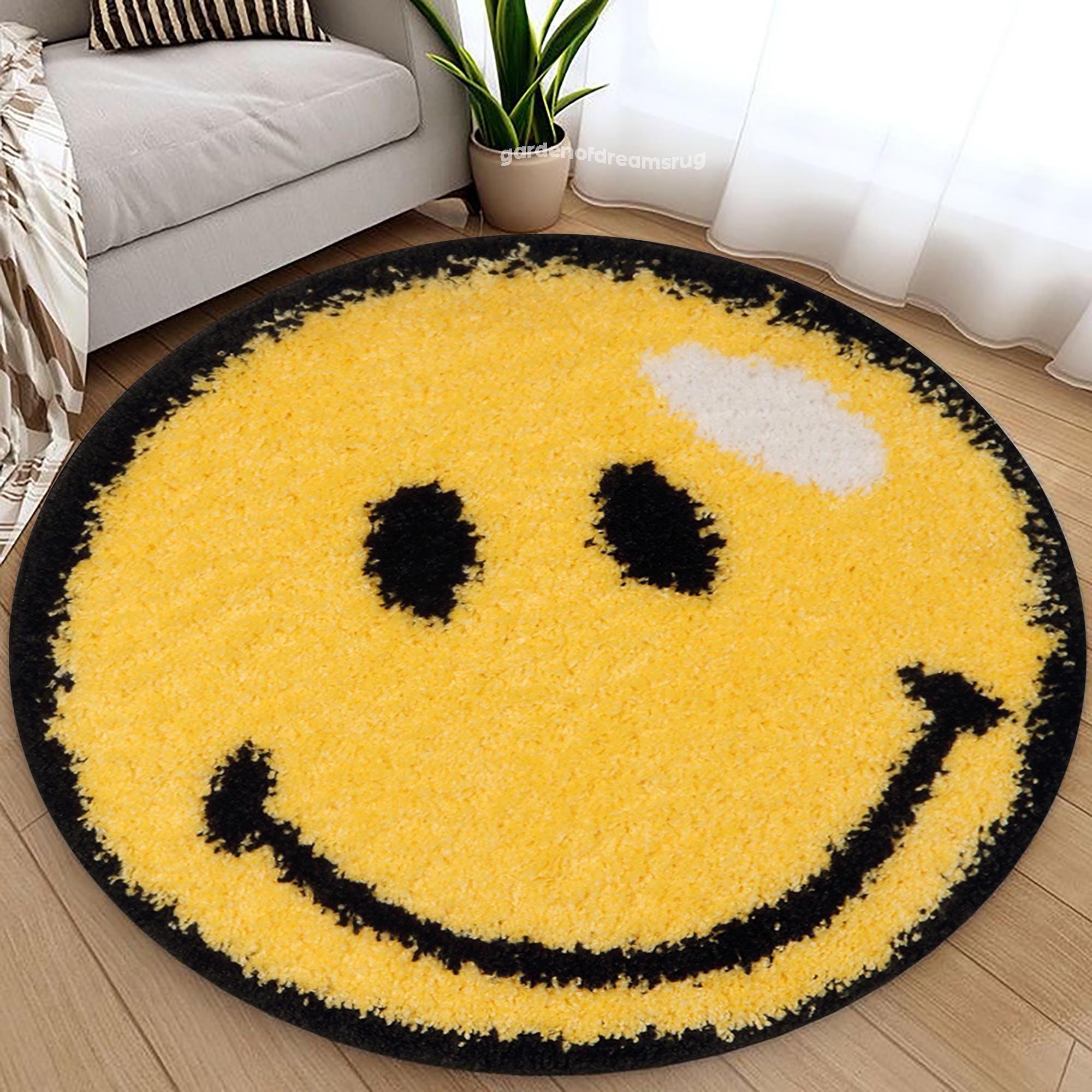 Smile Emoji Rug: Round Tufted Polyester Kids Room Carpet - Etsy