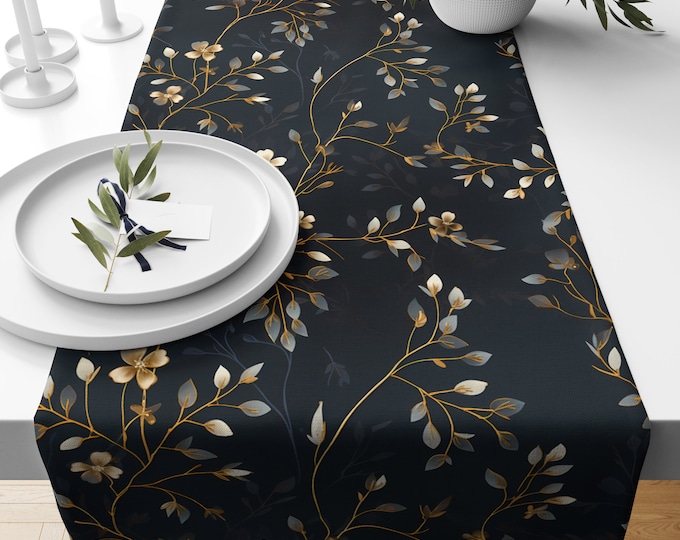 Floral Leaves Table Runner: Modern Kitchen Decor, Polyester Tablecloth