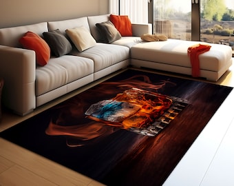 Whiskey & Ice Area Rug: Non-Slip Polyester Decor