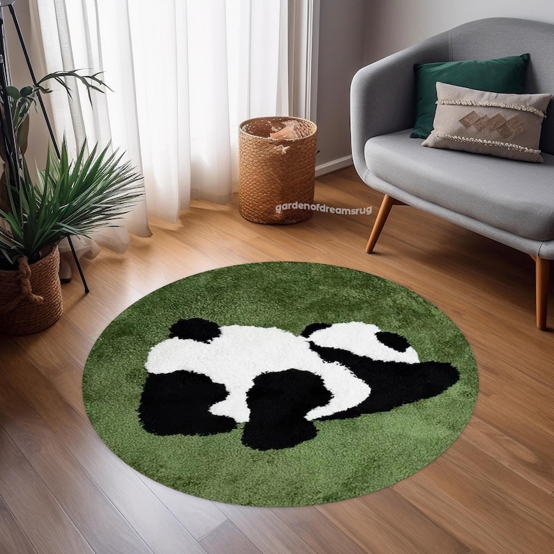 Sleeping Panda Rug: Tufted Look Non-slip Polyester Carpet - Etsy