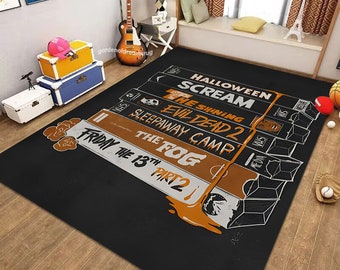 VHS Horror Movie Rug: Retro Halloween Decor