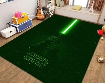 Alfombra de Star Wars: Sable de luz de neón, antideslizante, decoración de película