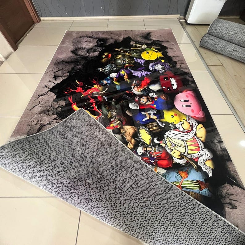 Large Rugs Game Retro Game Rug, Game Rug, Huge Crack Rug, Deep Hole Rug, Game Room ...