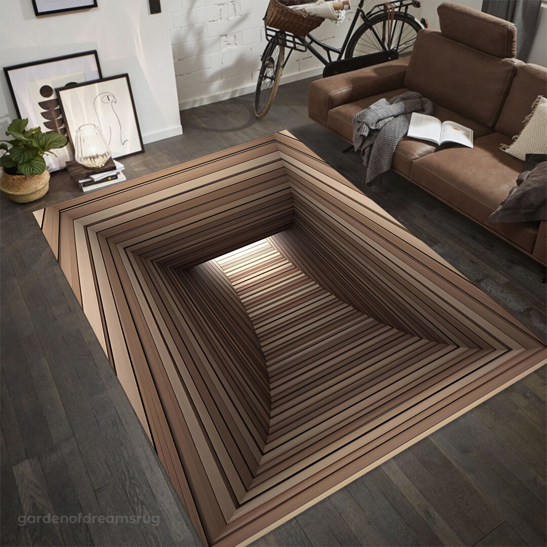 Three Dimension Design Rugs 3D Vortex Illusion Rug: Modern Polyester Home Decor - Etsy