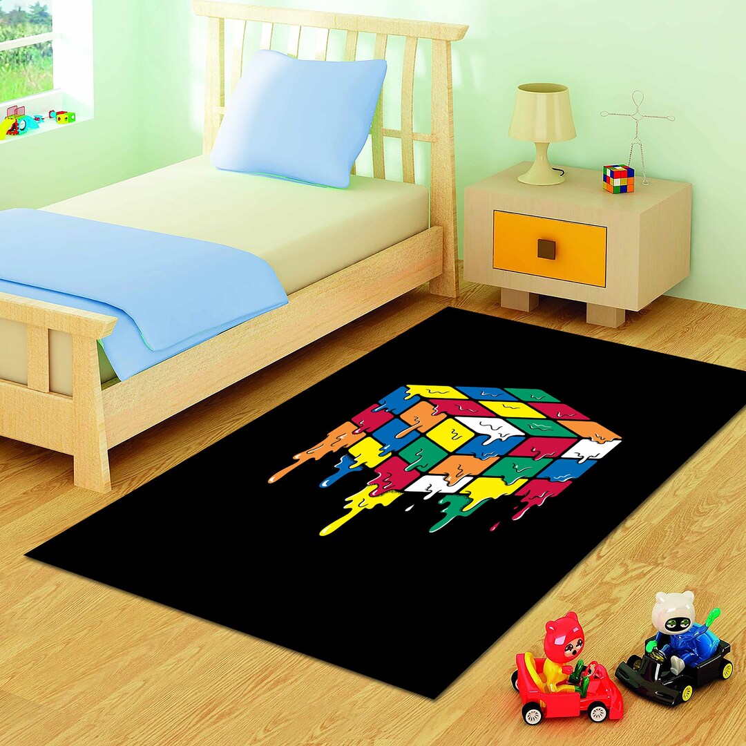 Rubik's Cube Rug: Colorful Gaming Room Decor - Etsy