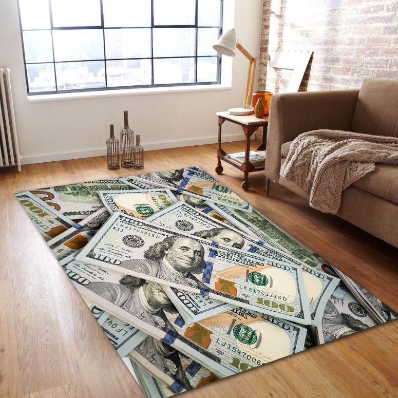 100 Dollar Bill Läuferteppich – 66x160 Cm, Rutschfest, Aus Memory-Schaum, Gelddesign