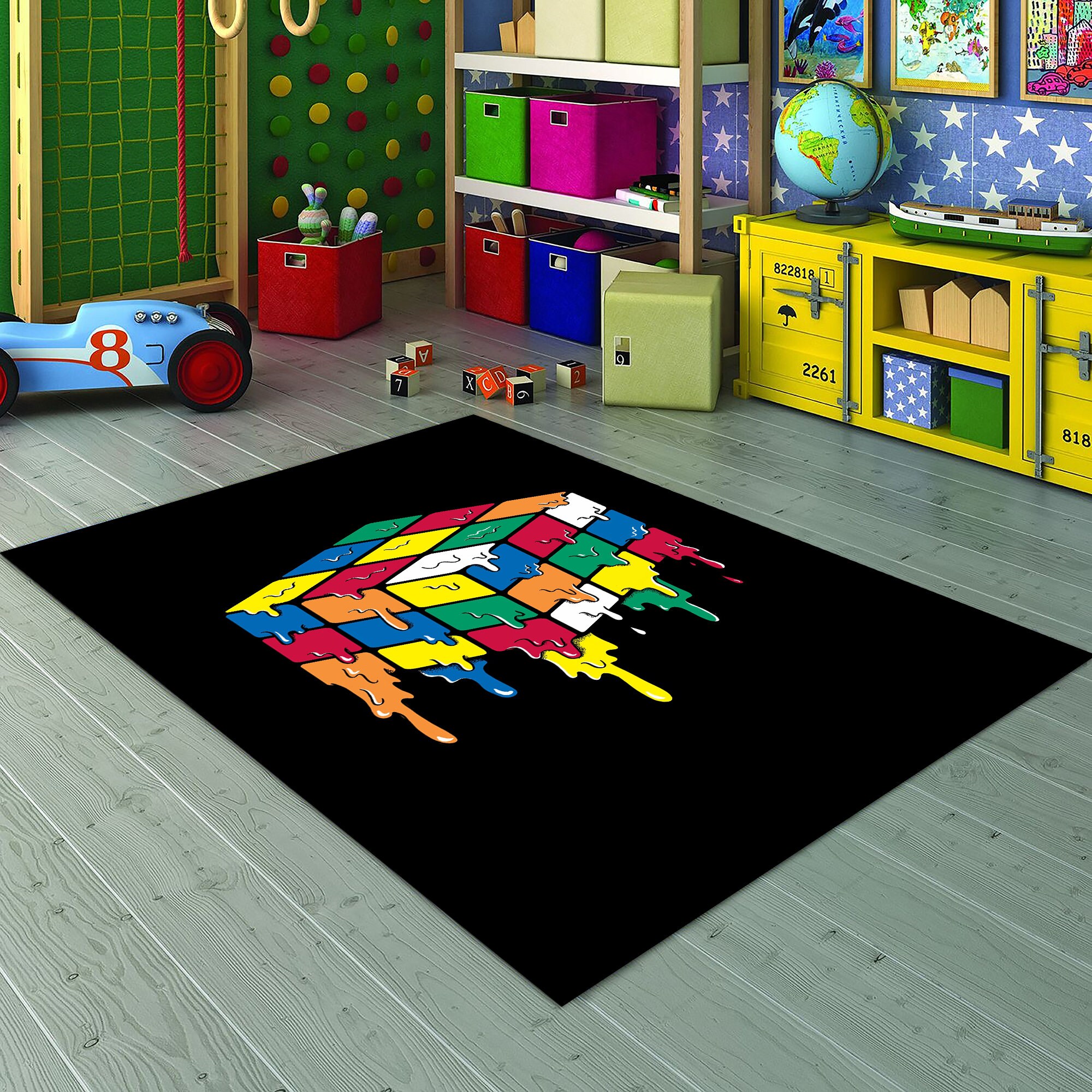 Rubik's Cube Rug: Colorful Gaming Room Decor - Etsy