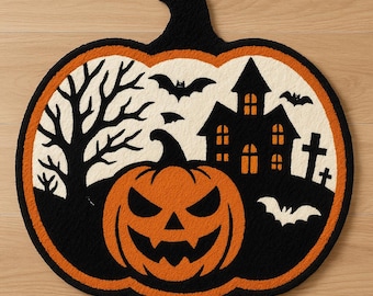 Pumpkin Rug, Halloween Rug, Tufted Look Rug, Halloween Decor, Gift For Halloween, Rugs For Living Room, Non Slip Rug, Home Decor Carpet