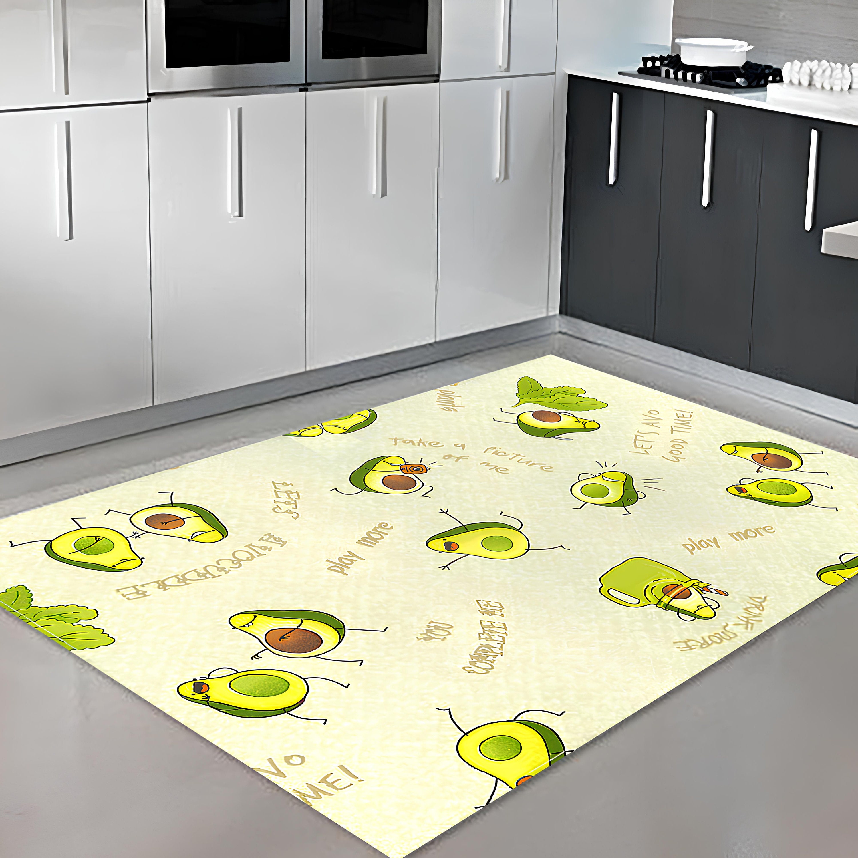 Avocado Kitchen Rug: Non-slip Polyester Area Rug - Etsy