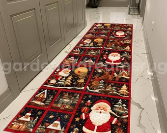 Marry Christmas Rug, Santa Claus Themed Runner, Runner, Runner Models, Printing Runner, Decorative Printing Runner, Gift Rug, Patchwork