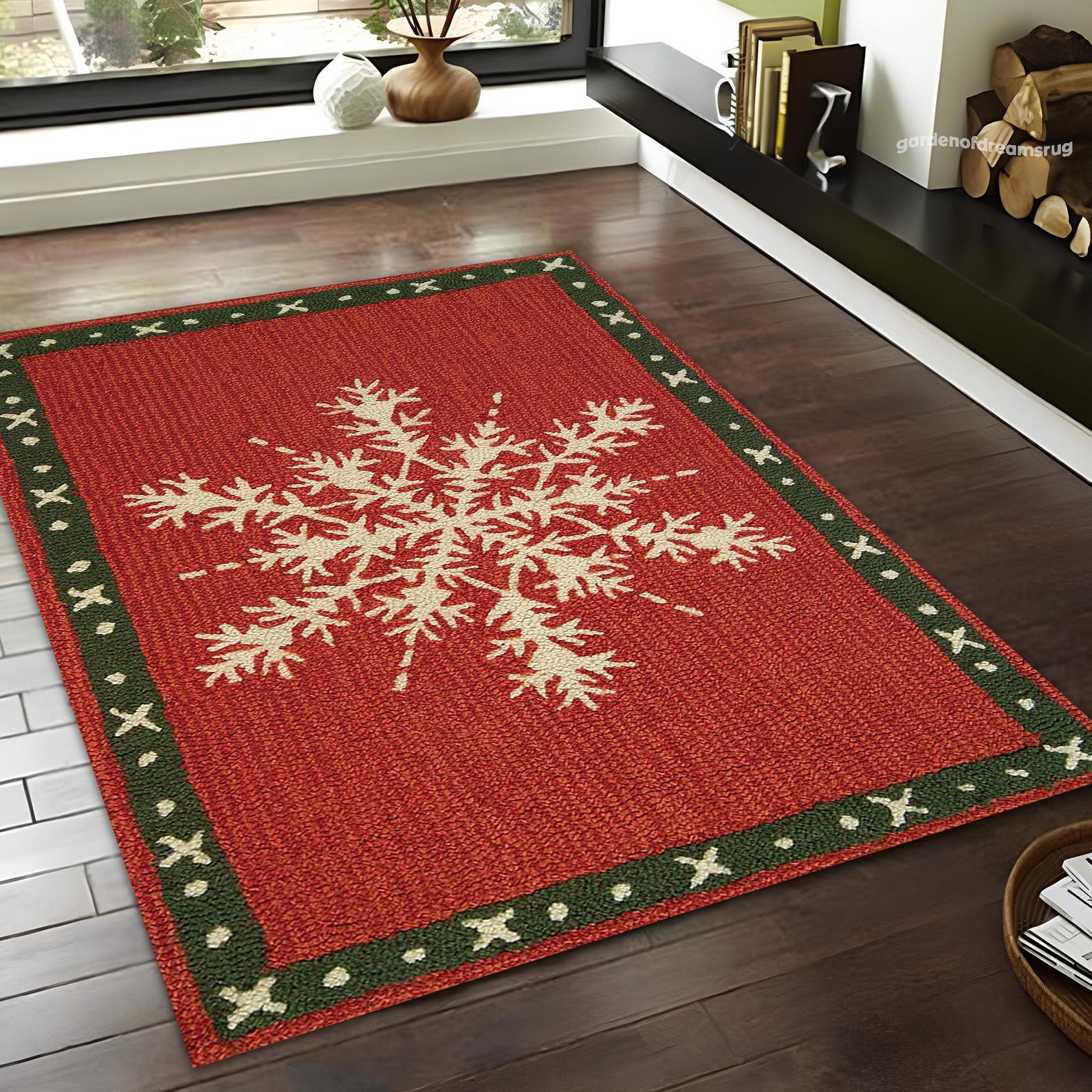 Snowflake Rug,christmas Rug,xmas Rug,merry Christmas Rug,christmas Gift ...