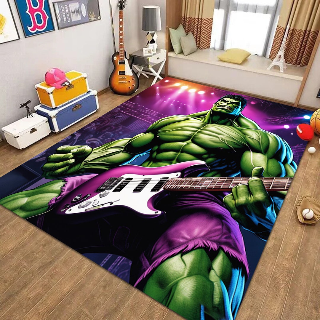 Hulk Rug, Superhero Rug, Guitar Rug, Music Rug, Gift for Him, Kids Room ...
