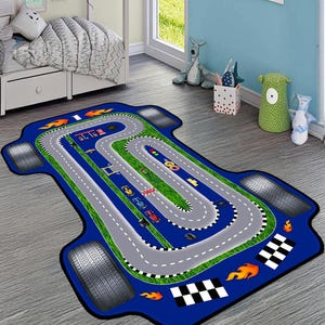 Race Car Rug, Car Rug, Game Room Rug, Boy Room Rug, Gift for Him, Personalized Rug, Populer Rug, Race Track Rug, Car Enthusiast Rug