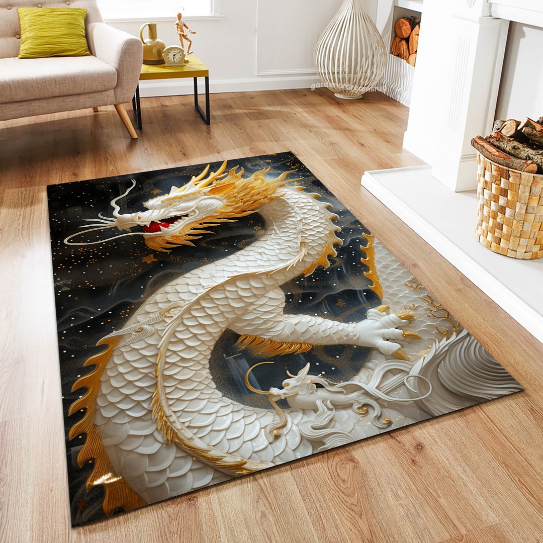 Dragon Rug, Modern Rug, Mythological Rug, Japanese Rug, Gift Rug, Home ...