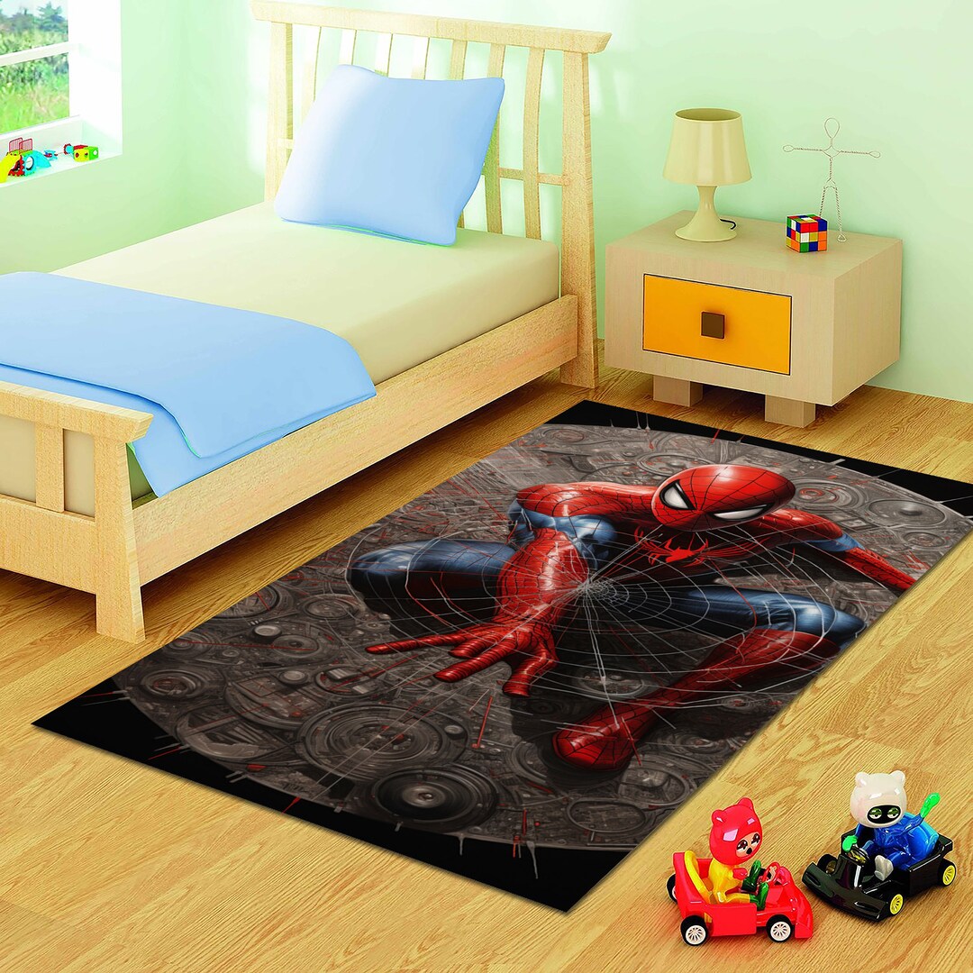 Spiderman, Spiderman Rug, Kids Room Rug , Boy Room Rug, 3D Art, Gift ...