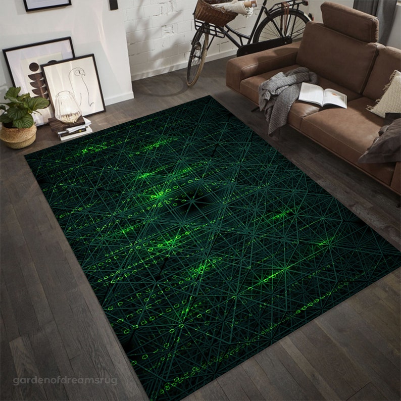 Matrix Code Rug: Modern Green Movie Room Decor - Etsy