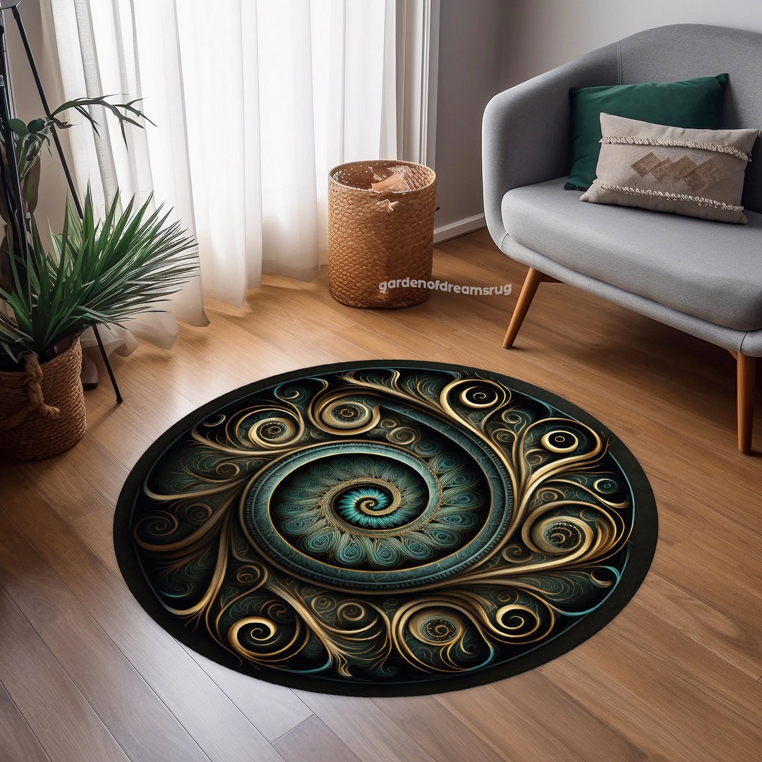 Mandala Circle Rug: Modern Geometric Home Decor, Washable - Etsy