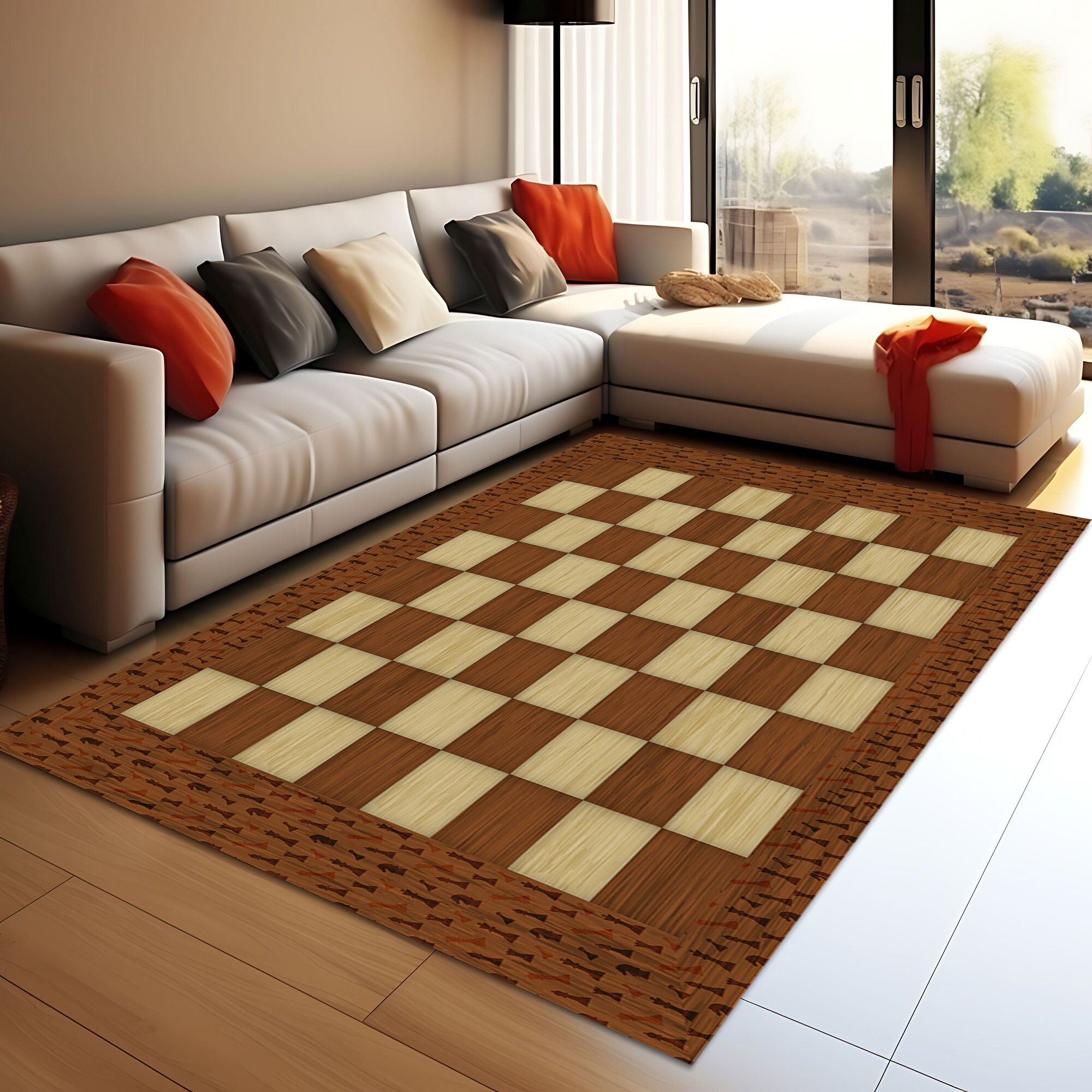 Chess Rug: Non-slip Polyester Game Room Carpet - Etsy