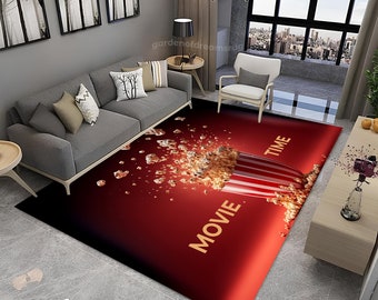 Popcorn Movie Room Rug: Non-Slip Polyester Area Rug