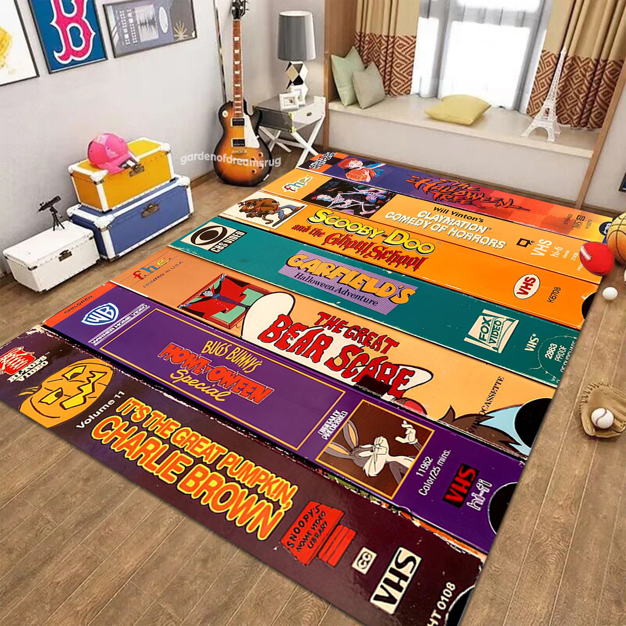 Cartoons VHS Rug, VHS Rug, Movie Rug, Movie Room Decor, Home Decor ...