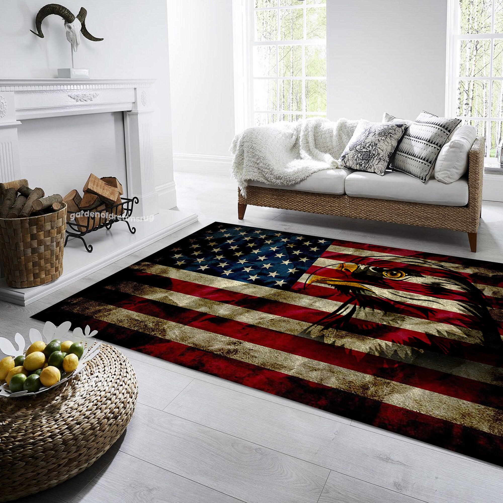 American Flag Rug: Non-slip Polyester USA Home Decor - Etsy