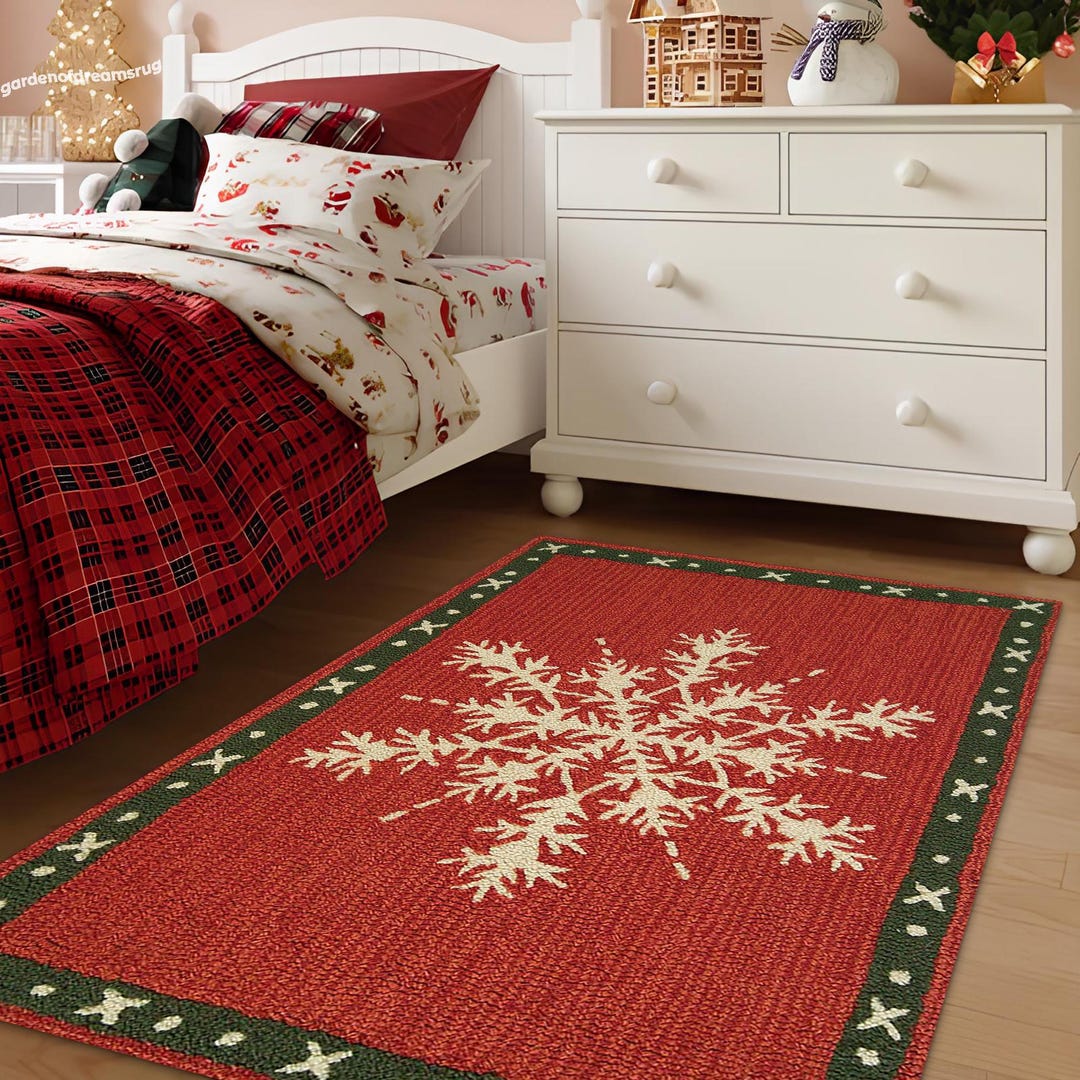 Snowflake Rug,christmas Rug,xmas Rug,merry Christmas Rug,christmas Gift ...