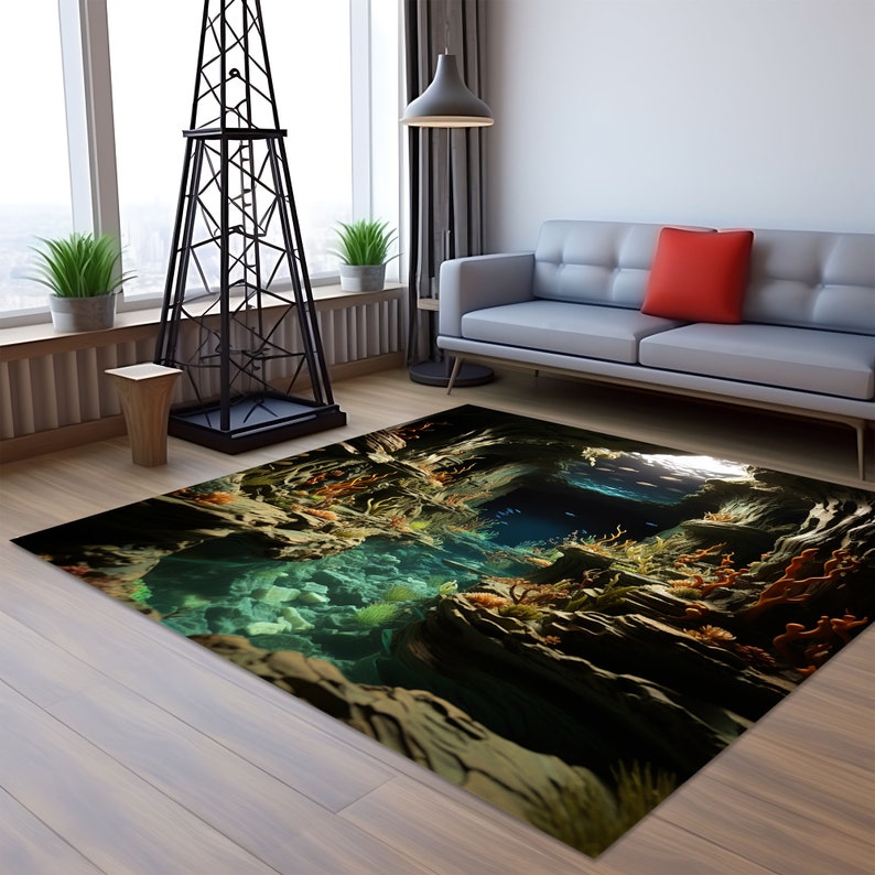 3D Aquarium Rug: Non-slip Ocean Fish Area Rug - Etsy