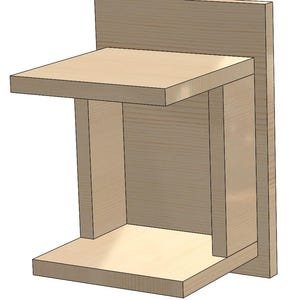 Può includere: Un ripiano in legno con un'apertura rettangolare nella parte anteriore. Il ripiano è in legno marrone chiaro e ha un design semplice.