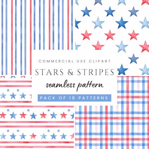 Stars & Stripes, motifs sans couture, patriotique rouge blanc bleu, papiers numériques Vichy, 4 juillet, fond, fête de l'indépendance des États-Unis, usage commercial