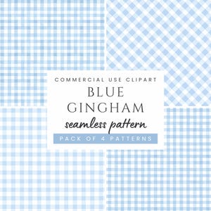 Gingham Pastel Blue & White Digital Paper Watercolor Dusty Blue Plaid Pattern Seamless Checkered Background Gingham Pattern Commercial Use