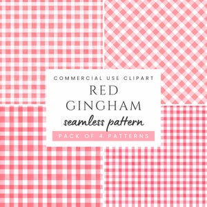 Rot Gingham Digitales Papier Aquarell Rot Kariert Muster Nahtlose Picknick Hintergrund Rot Kariert Clipart Rustikal Gingham PNG Kommerzielle Nutzung