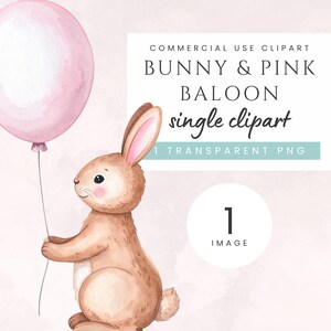 Niedliches Kaninchen Einzelbild Clipart Aquarell Baby PNG Mädchen Geburtstag Grafik Babyparty Pastell Tier Kinderzimmer Druck