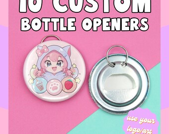 10 Custom 2.25" Key Chain Bottle Openers - Use Your Own Logo, Artwork, Photos - Tecre Button Parts - Fast Production & Delivery, Pet Photo