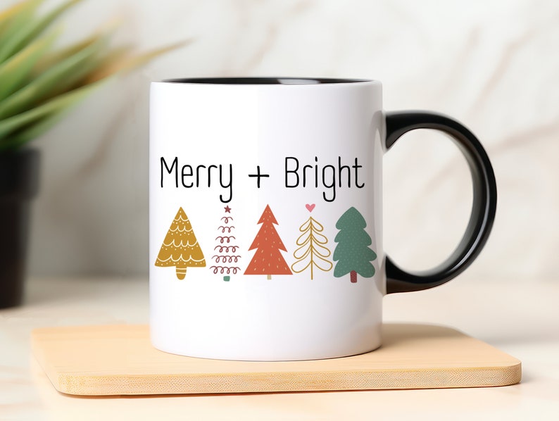 Boho Coffee Mug Christmas Tree Lover Christmas Tree Gift for Her Merry