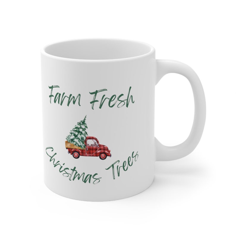 Vintage Red Truck Coffee Mug Christmas Tree Gift for Red Truck Lover