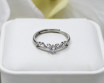 S925 Sterling Silver Angel Wings Adjustable Couple Ring for Women adjustable ring