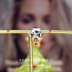 S925 Silver Cartoon Girl - shaped Bead Pendant, Fit Pandora