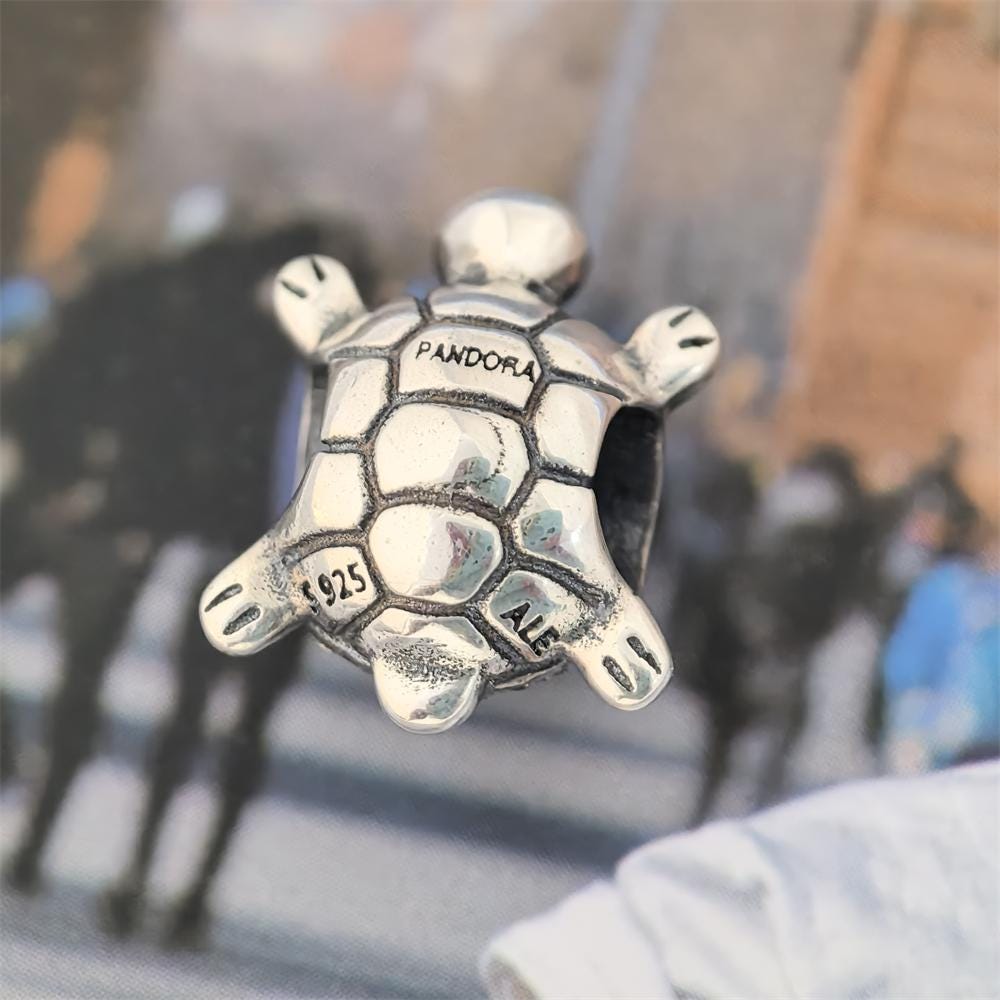 Ciondolo Tartaruga Marina Pandora Pavé In Argento S925 - Italia - Foto 7
