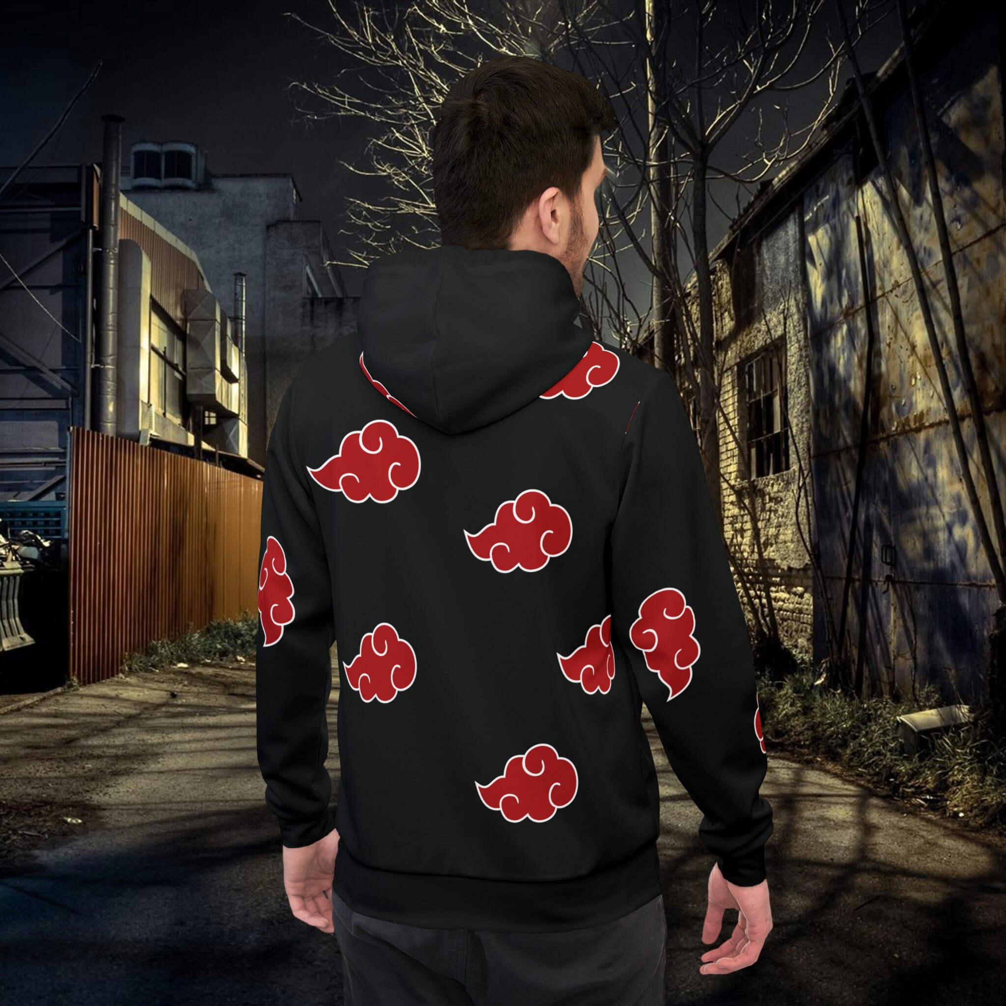 Naruto Akatsuki Cloud Symbols Adult Unisex Pullover Hoodie