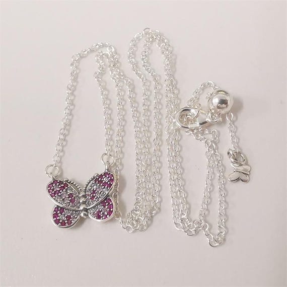 pandora dazzling pink butterfly pendant necklace 50cm