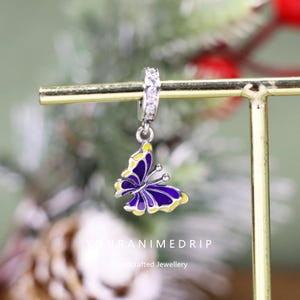 Pulsera con dije de mariposa iridiscente en plata esterlina S925, colgante de collar con cuentas compatible con Pandora