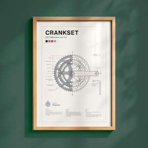 Vintage cykelaffisch – Teknisk cykelritning Väggkonst – Grafisk Tour de France-tryck – Retro cyklistteknikdiagram – Bergsväg