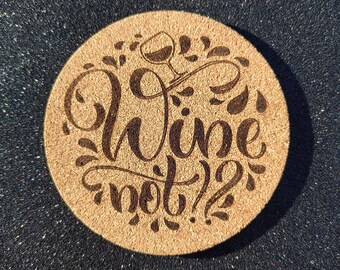 Laser Engraved Beverage Cork Coaster | Wine Bottle Coaster | Round Wooden Absorbent Cup Mat | Cute Wood Coaster |Minimalist Affirmation Home